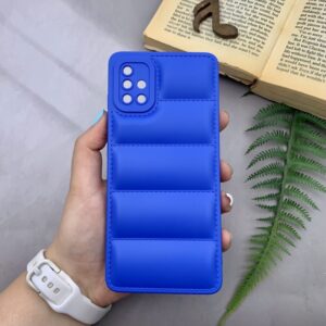 قاب گوشی Galaxy A51 سامسونگ سیلیکونی پافری برجسته محافظ لنز دار آبی کد 3350