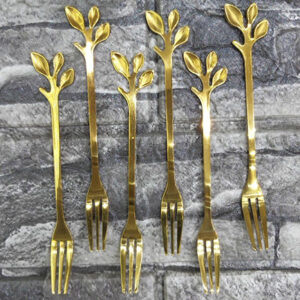 چنگال فانتزی طرح برگ طلایی 6 عددی کد3324