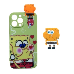 کاور مدل باب اسفنجی عروسکی مناسب برای گوشی موبایل اپل Iphone 13 Pro Max به همراه پایه کد m406