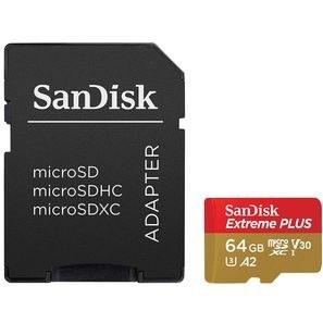 کارت حافظه microSDXC سن دیسک مدل extreme plus V30 کلاس 10 استاندارد UHS-I U3 سرعت 170MBps ظرفیت 64 گیگابایت به همراه آداپتور sd کدP14941