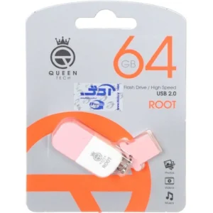 فلش مموری برند Queen Tech Root USB2.0 ظرفیت 64 گیگابایت صورتی (گارانتی مادام العمر شرکت آی تین) MNG کد P16704