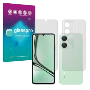 محافظ صفحه نمایش شفاف گلس پرو مدل Resistant مناسب برای گوشی موبایل ریلمی Note 60X به همراه محافظ پشت گوشی کد p18565