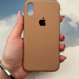 قاب گوشی iPhone X / iPhone XS آیفون سیلیکونی پاک کنی اورجینال داخل پارچه ای رنگ موکا کد p18693